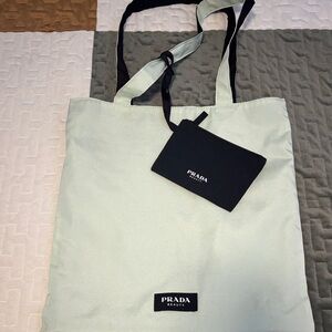 Prada Mint Green Tote with Black Accents